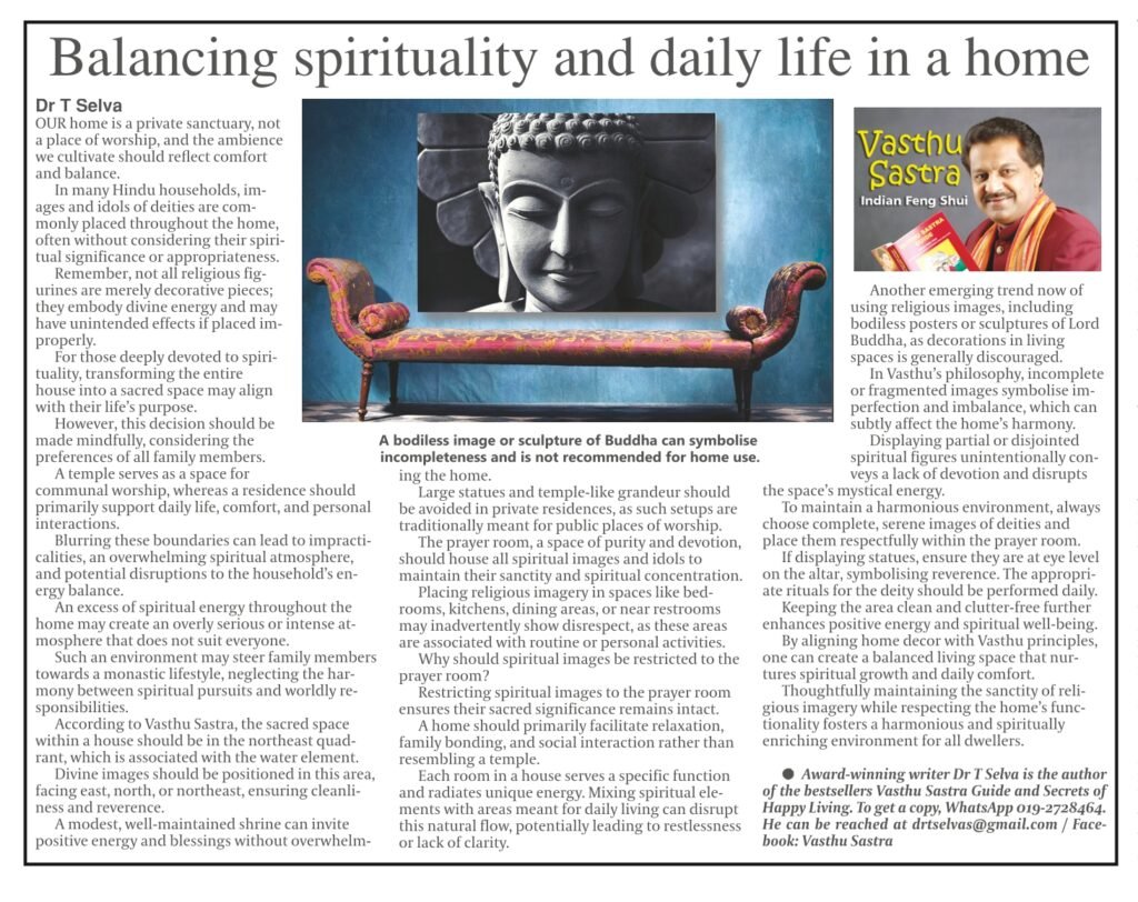 Balancing spirituality and daily life in a home