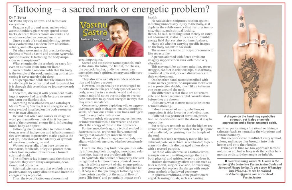 Tattooing - a sacred mark or energetic problem